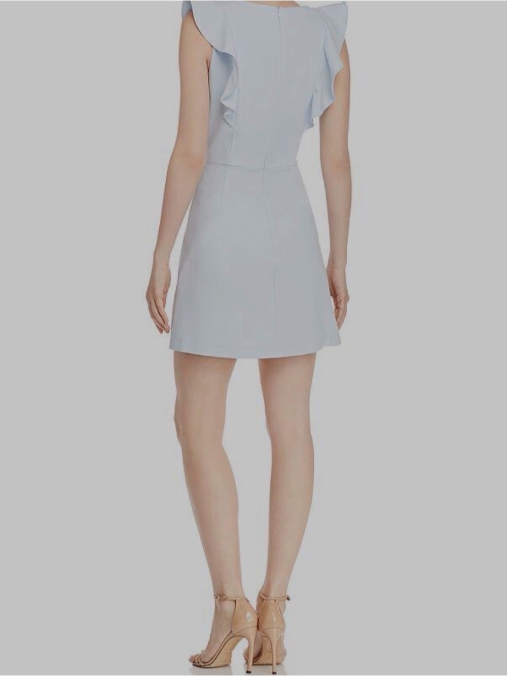 French Connection Pale Blue Ruffle-Front Mini Dress - Picture 2 of 9